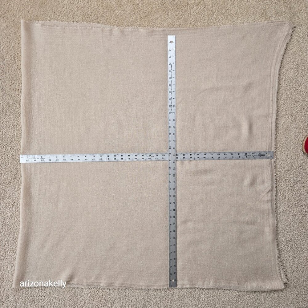 Lightweight Wool Scarf/Wrap Large Woven Neutral Tan - Picture 2 of 7